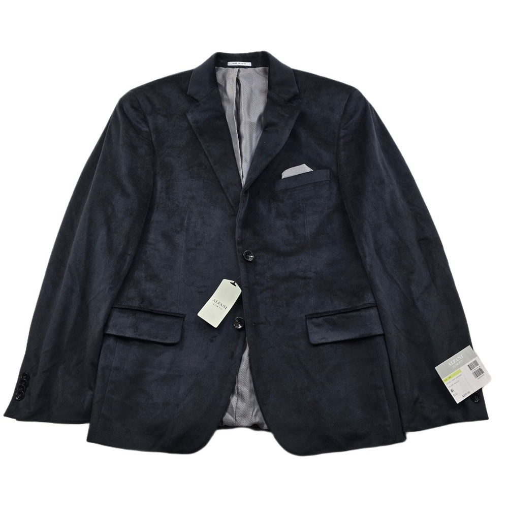 Alfani Black Velvet Sport Coat Mens 38S 38 Slim Fit Cotton Blazer Jacket NEW
